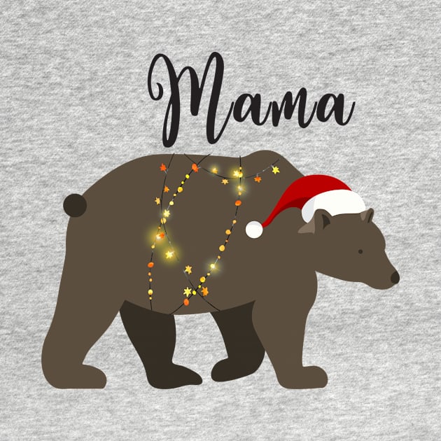 Mama Bear Christmas Pajamas TShirt Matching Santa Hat Lights by adrinalanmaji